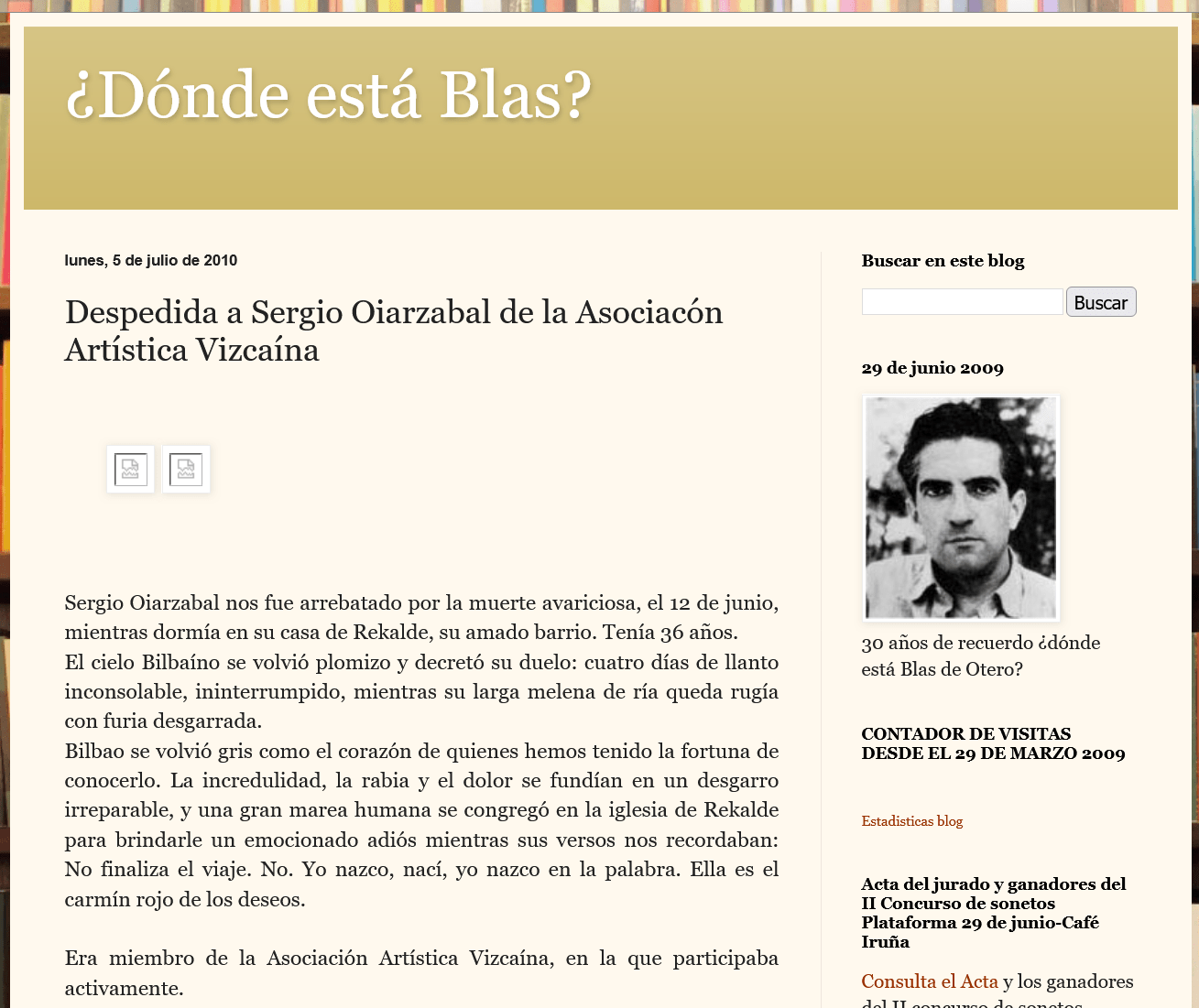 Despedida a Sergio Oiarzabal de la Asociación Artística Vizcaína