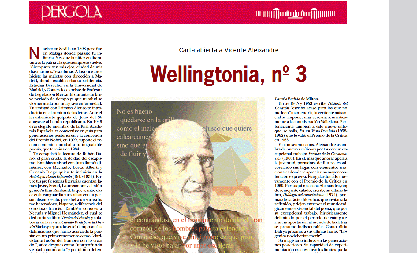 Carta abierta a Vicente Aleixandre. Wellingtonia, nº 3